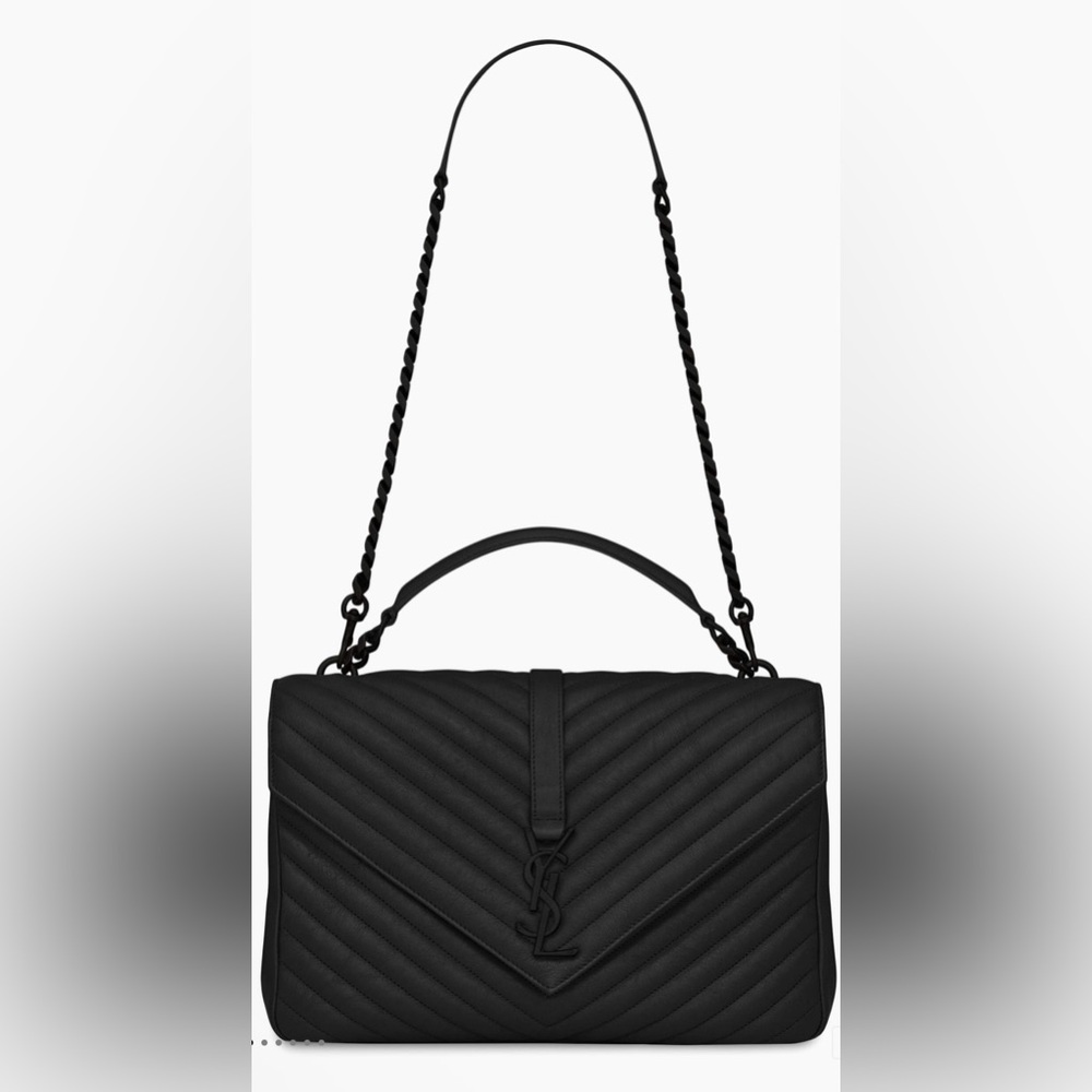 Saint Laurent Large College Bag Black Quilted Leather Black Hardware
